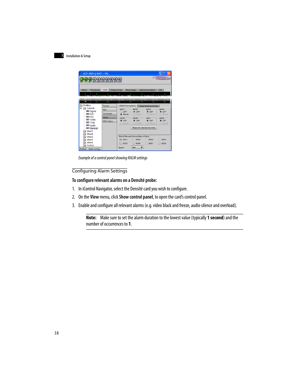 Configuring alarm settings | Grass Valley iControlEdge v.1.20 Installation User Manual | Page 42 / 110