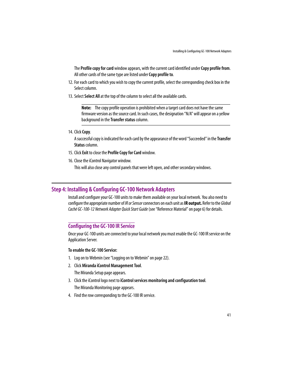 Configuring the gc-100 ir service | Grass Valley iControlEdge v.1.20 Installation User Manual | Page 45 / 110