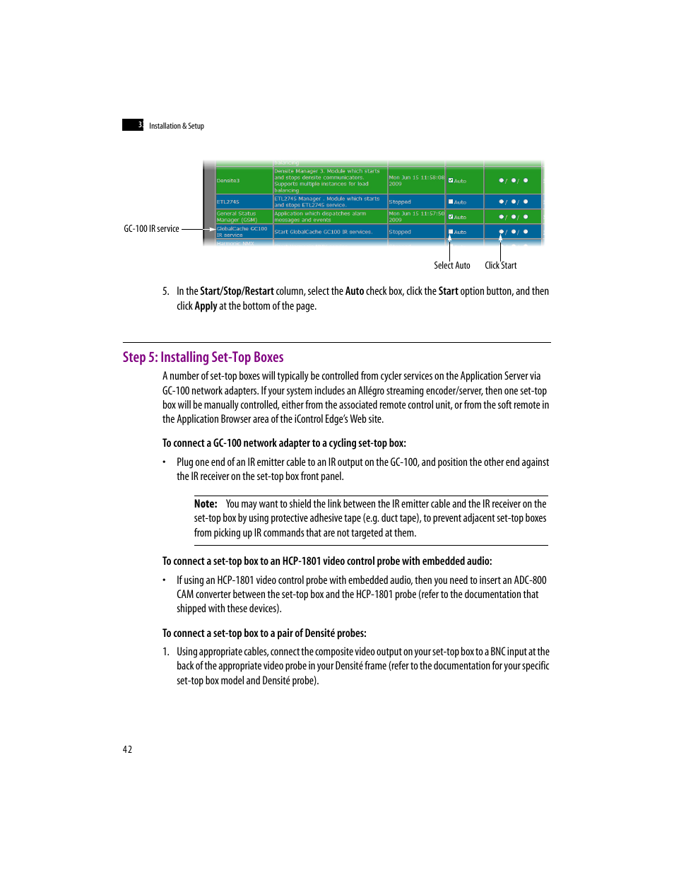 Step 5: installing set-top boxes | Grass Valley iControlEdge v.1.20 Installation User Manual | Page 46 / 110