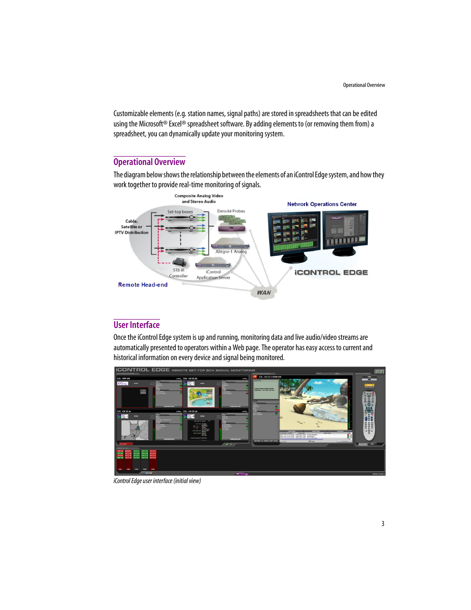 Operational overview, User interface, Operational overview user interface | Grass Valley iControlEdge v.1.20 Installation User Manual | Page 7 / 110