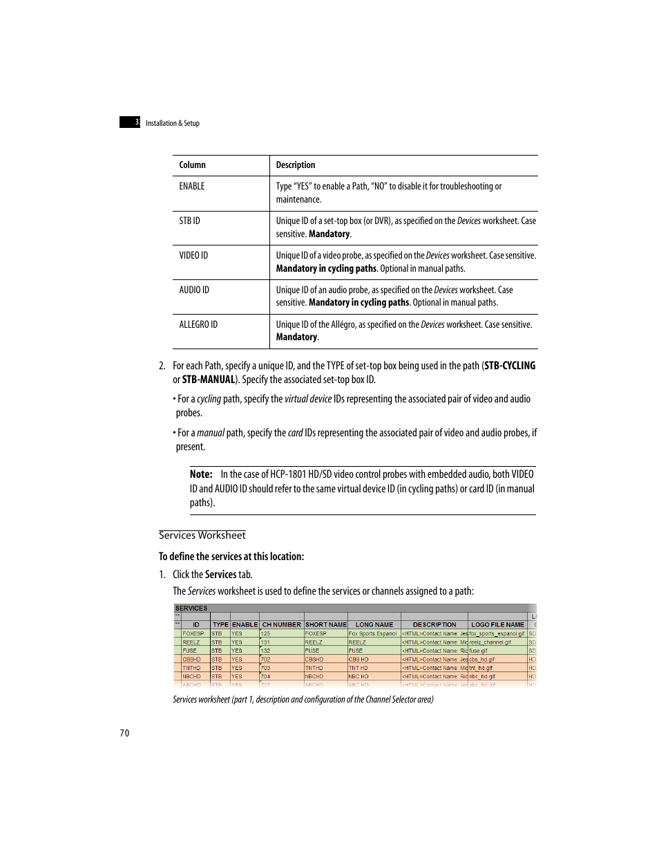 Services worksheet | Grass Valley iControlEdge v.1.20 Installation User Manual | Page 74 / 110