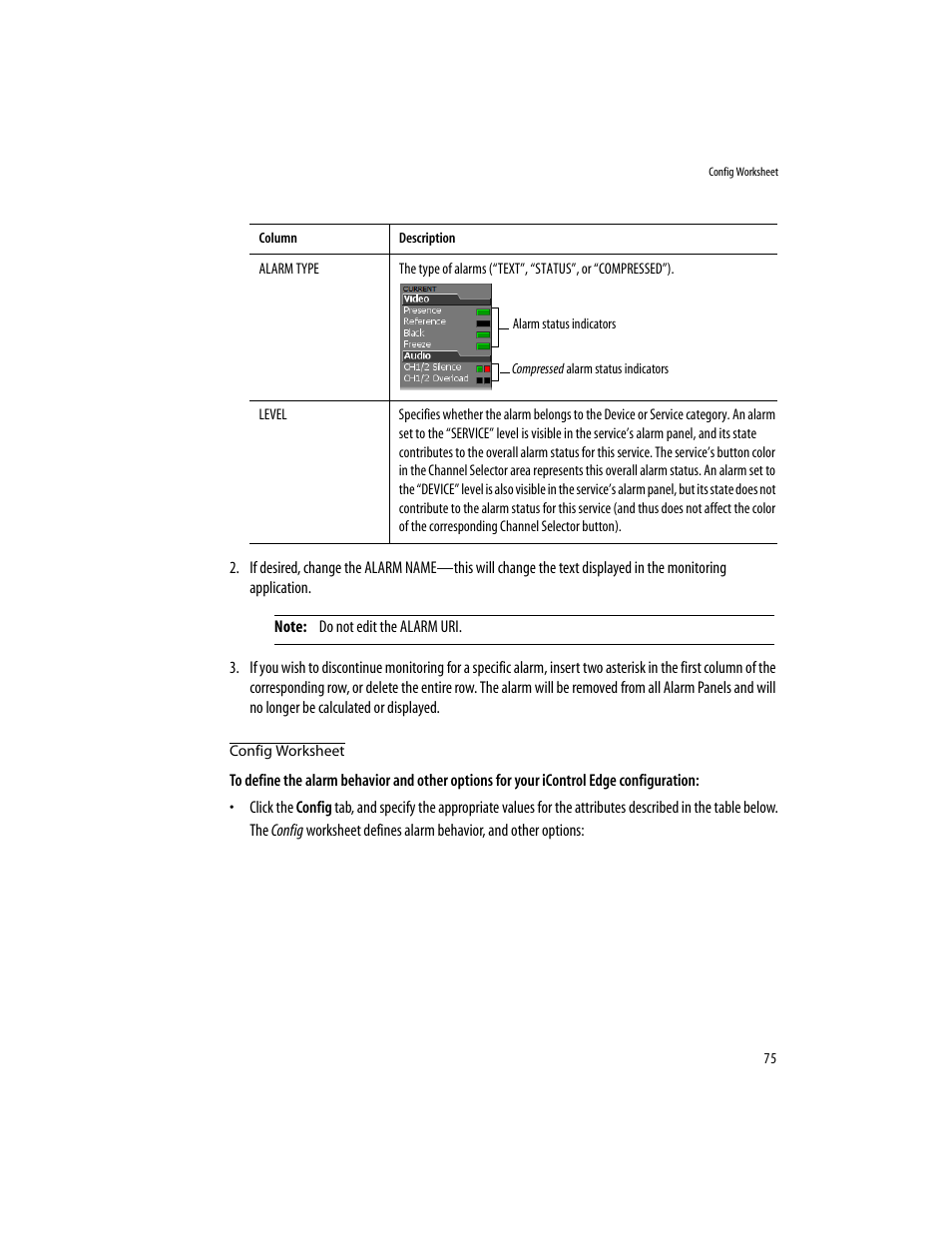 Config worksheet | Grass Valley iControlEdge v.1.20 Installation User Manual | Page 79 / 110