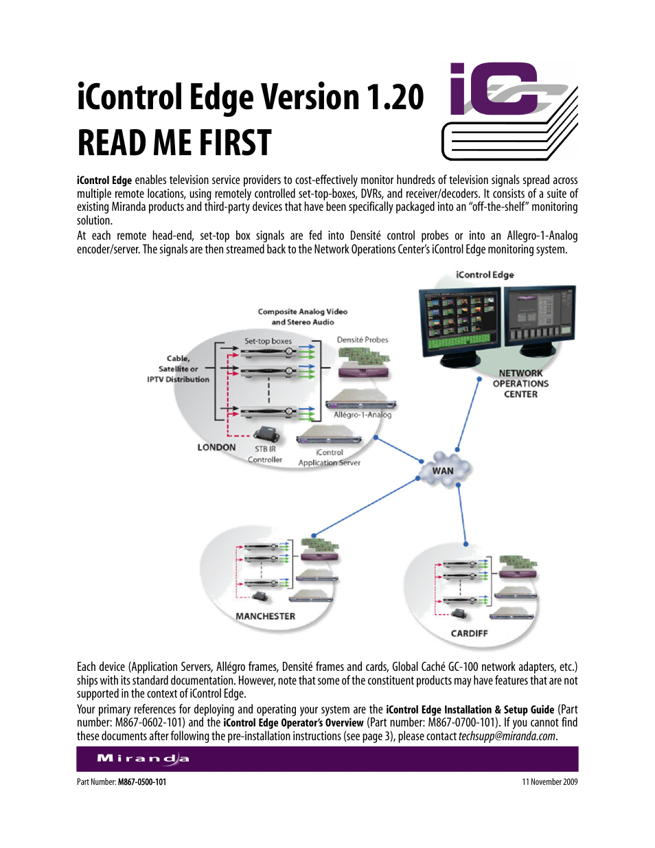 Grass Valley iControlEdge v.1.20 ReadMeFirst User Manual | 7 pages