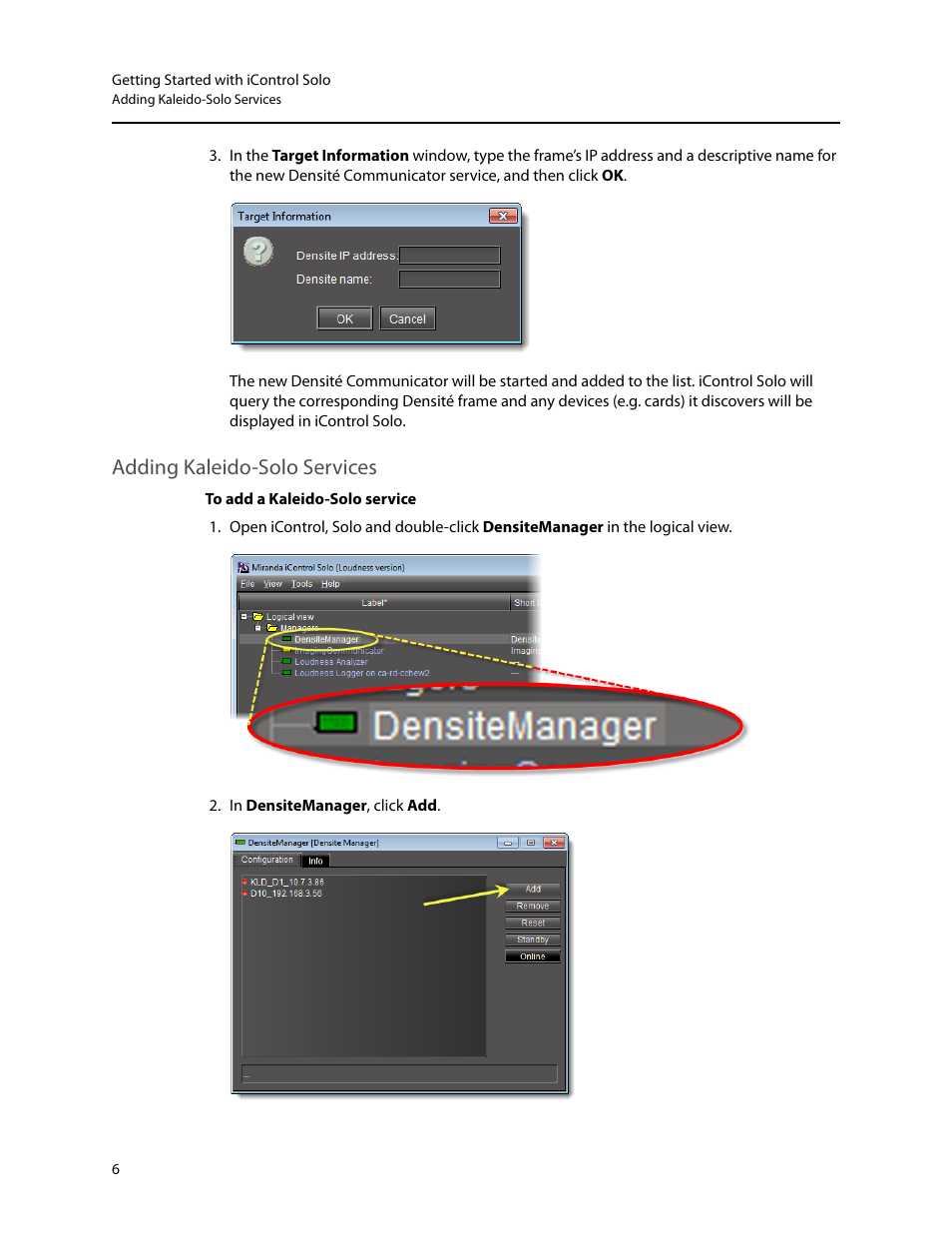 Adding kaleido-solo services | Grass Valley iControl Solo v.6.00 User Manual | Page 10 / 70