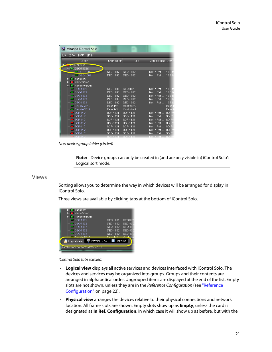 Views | Grass Valley iControl Solo v.6.00 User Manual | Page 25 / 70