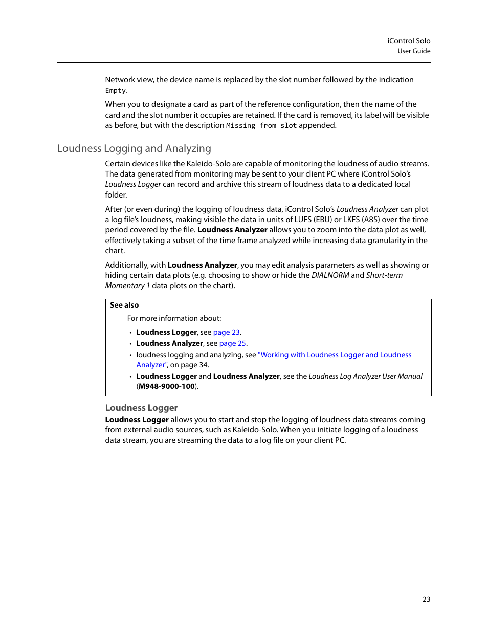 Loudness logging and analyzing | Grass Valley iControl Solo v.6.00 User Manual | Page 27 / 70