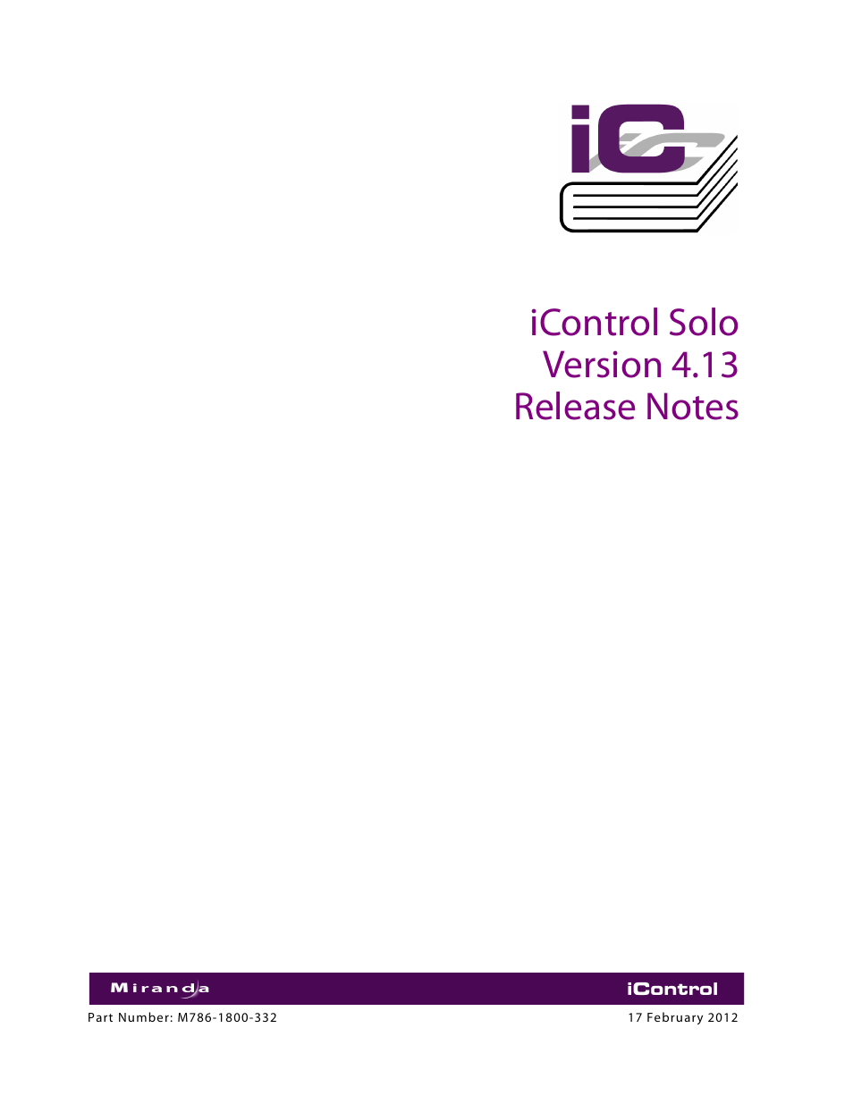Grass Valley iControl Solo v.4.13 User Manual | 25 pages