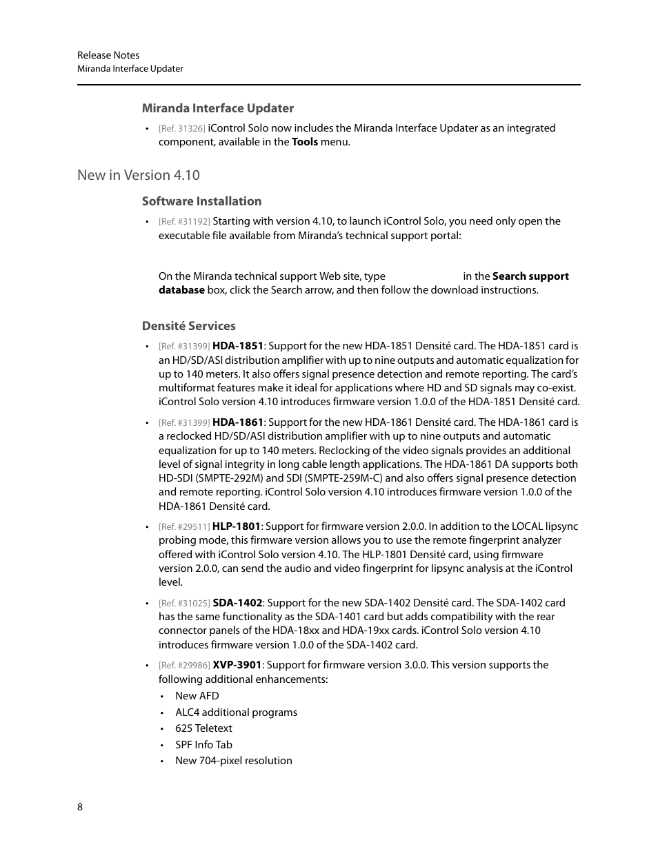 Miranda interface updater, New in version 4.10, Software installation | Densité services | Grass Valley iControl Solo v.4.13 User Manual | Page 12 / 25