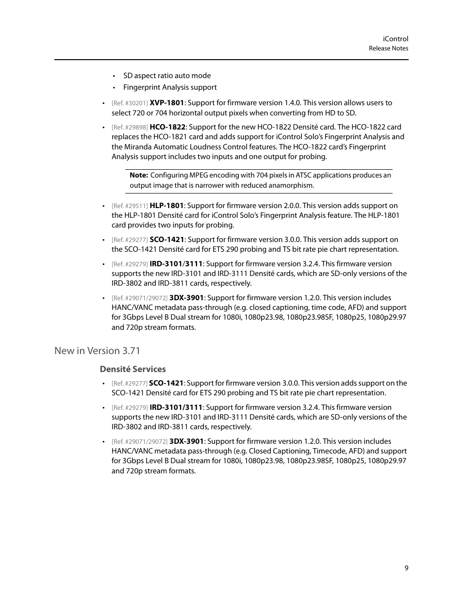 New in version 3.71, Densité services | Grass Valley iControl Solo v.4.13 User Manual | Page 13 / 25