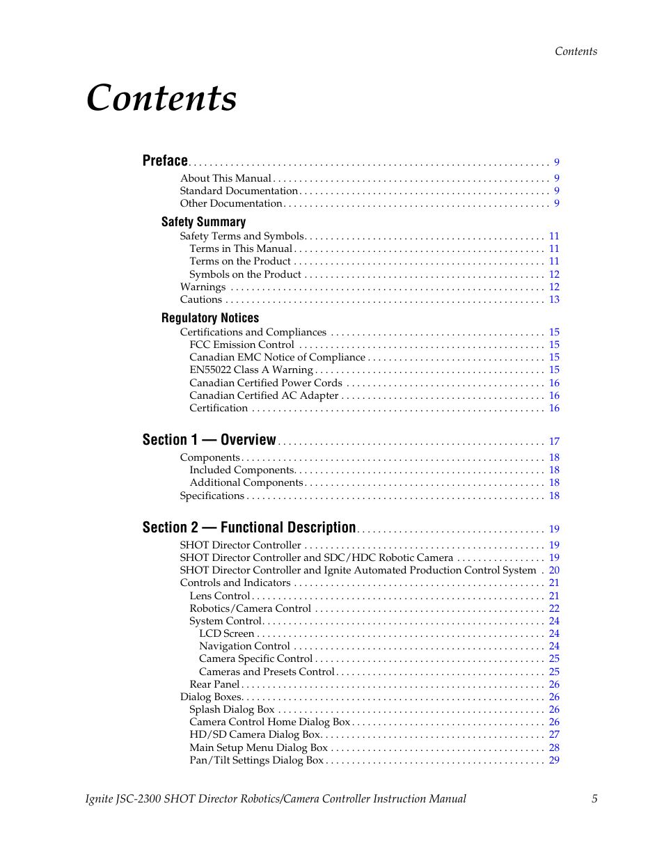 Grass Valley JSC-2300 SHOT User Manual | Page 5 / 66