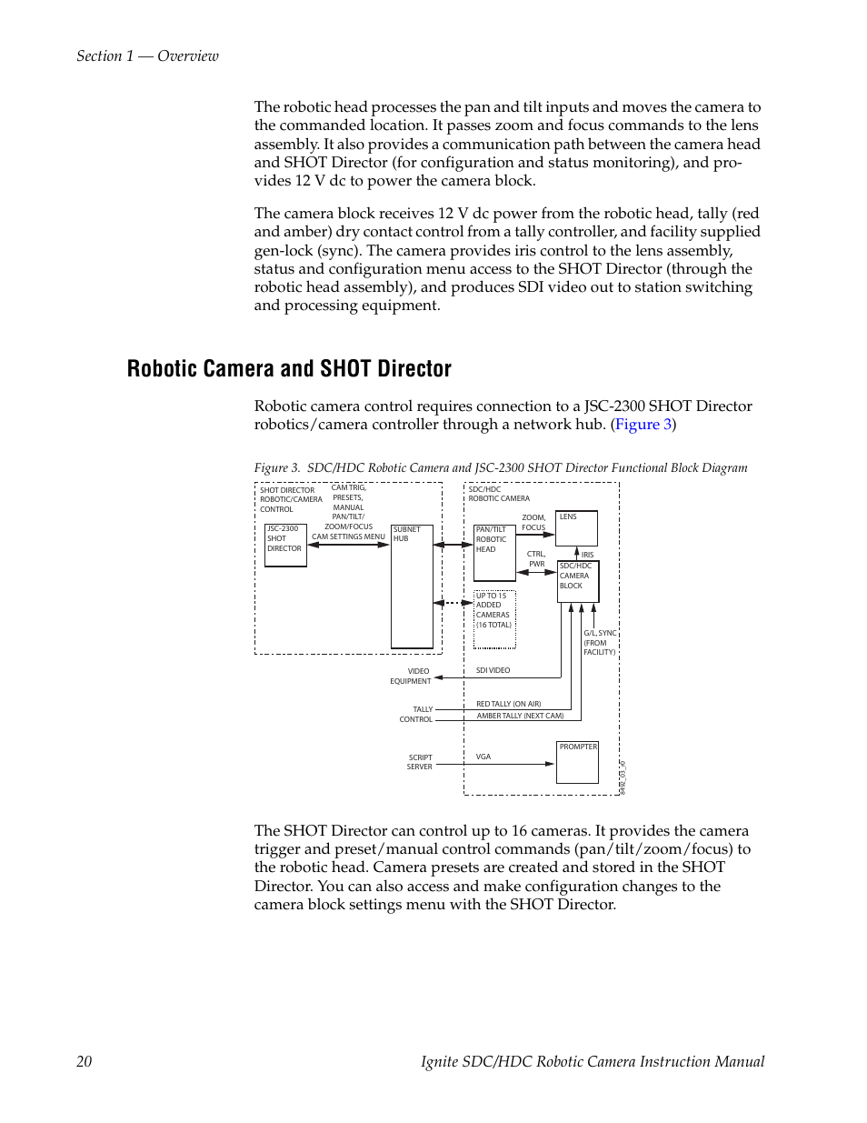 Robotic camera and shot director | Grass Valley Ignite SDC User Manual | Page 20 / 122