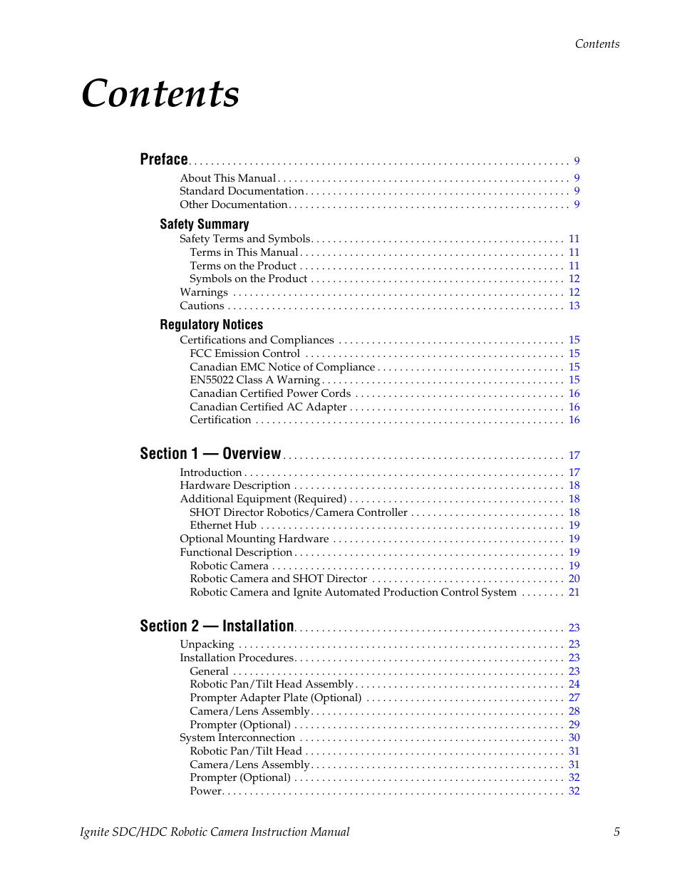 Grass Valley Ignite SDC User Manual | Page 5 / 122