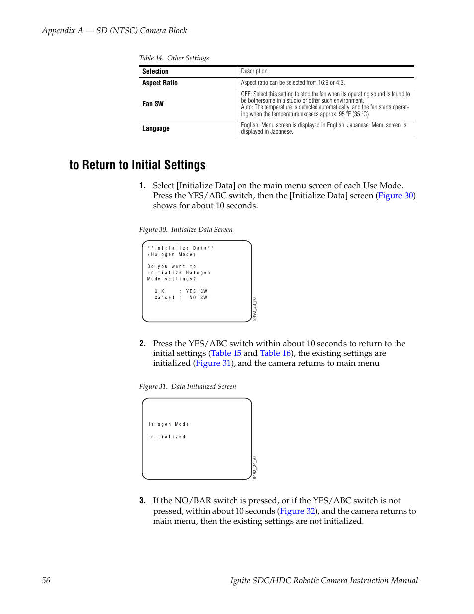 To return to initial settings | Grass Valley Ignite SDC User Manual | Page 56 / 122