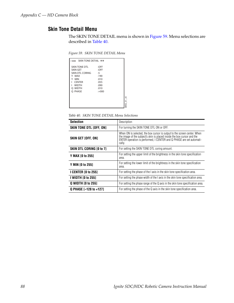 Skin tone detail menu | Grass Valley Ignite SDC User Manual | Page 88 / 122