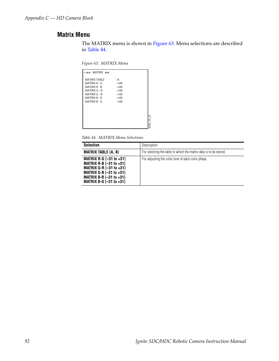 Matrix menu | Grass Valley Ignite SDC User Manual | Page 92 / 122