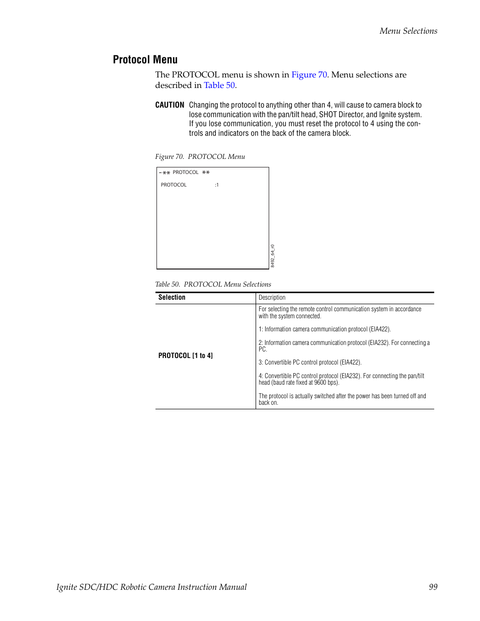 Protocol menu | Grass Valley Ignite SDC User Manual | Page 99 / 122