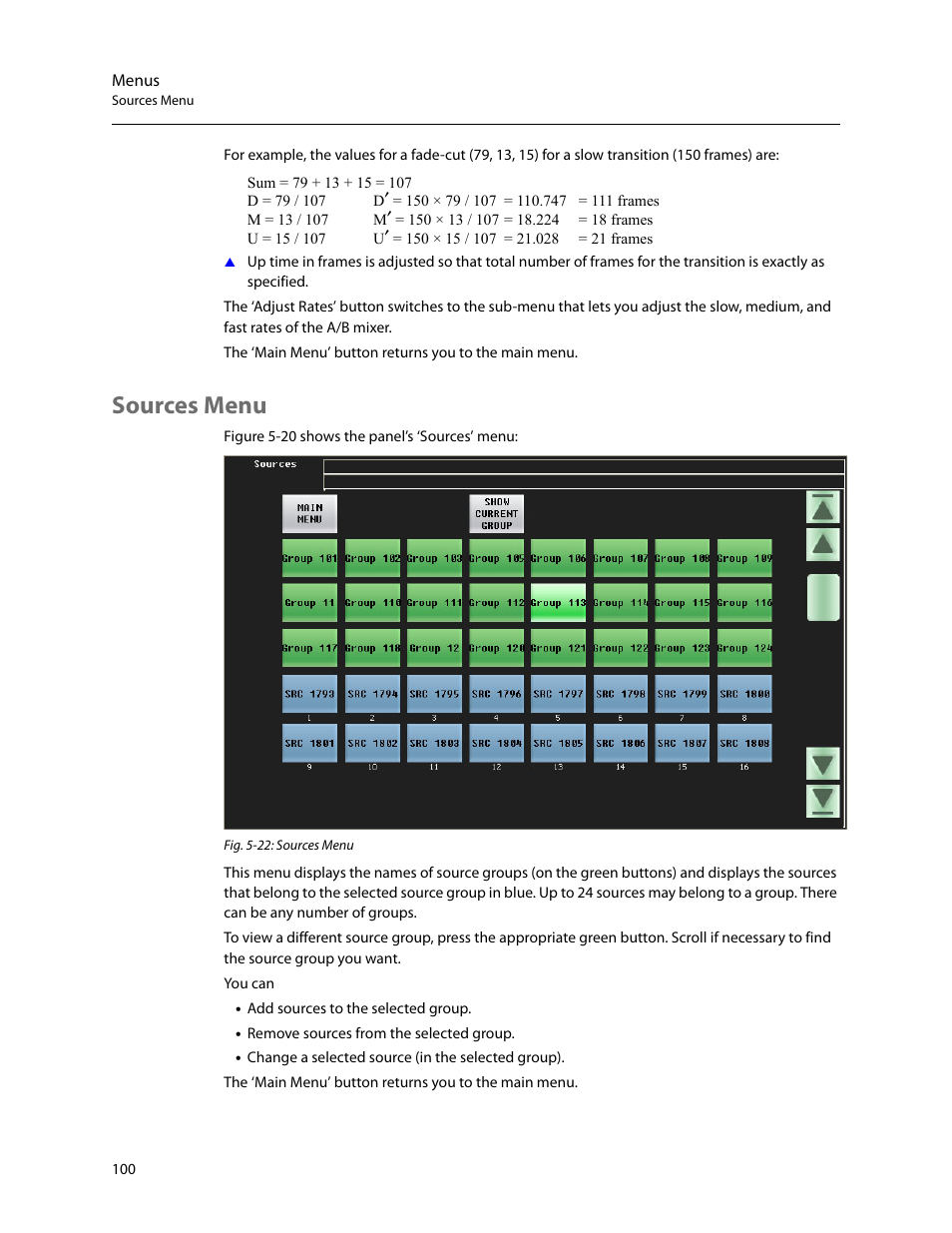 Sources menu | Grass Valley iMC-Panel-100 v.7.2.9.0 User Manual | Page 112 / 190
