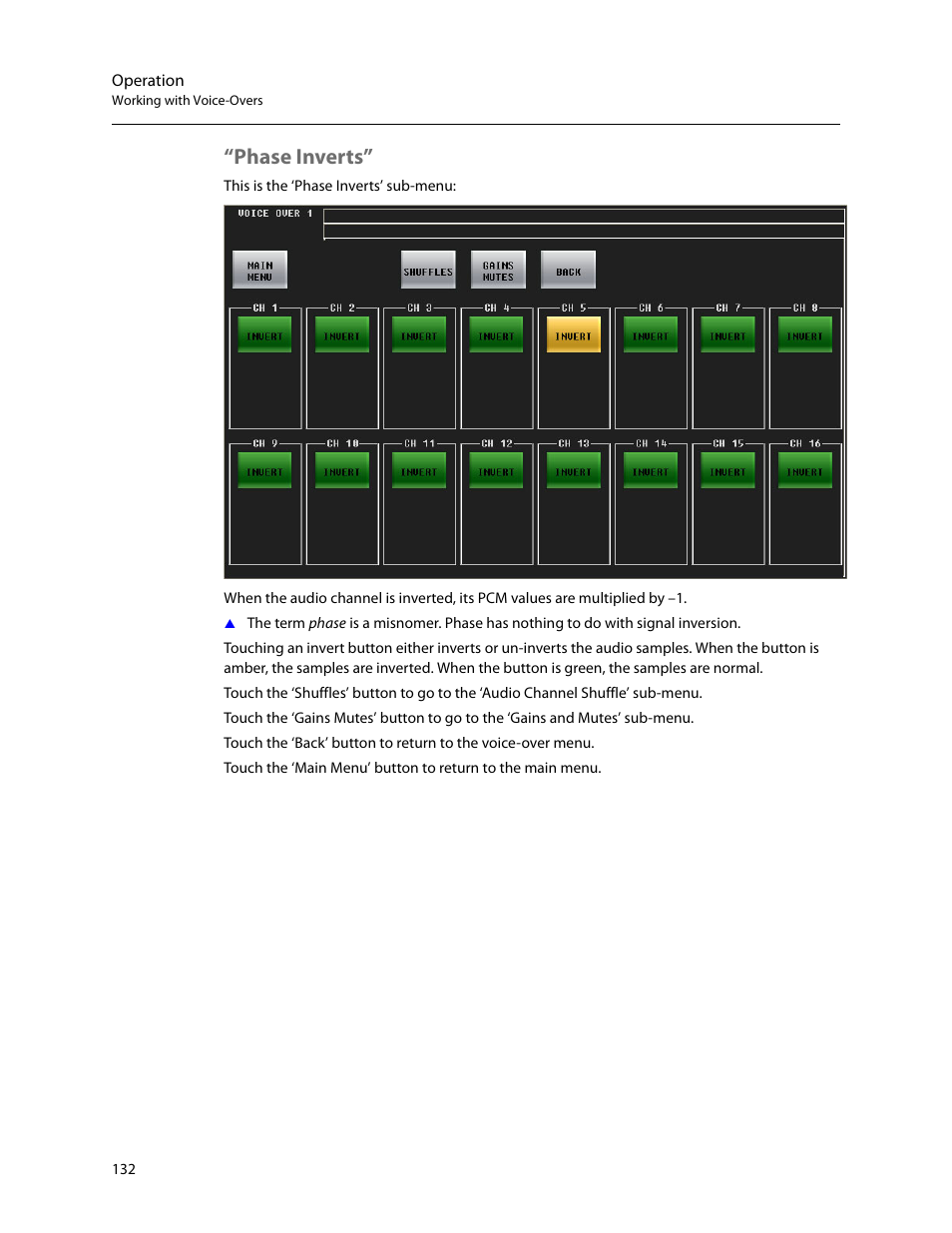 Phase inverts | Grass Valley iMC-Panel-100 v.7.2.9.0 User Manual | Page 144 / 190