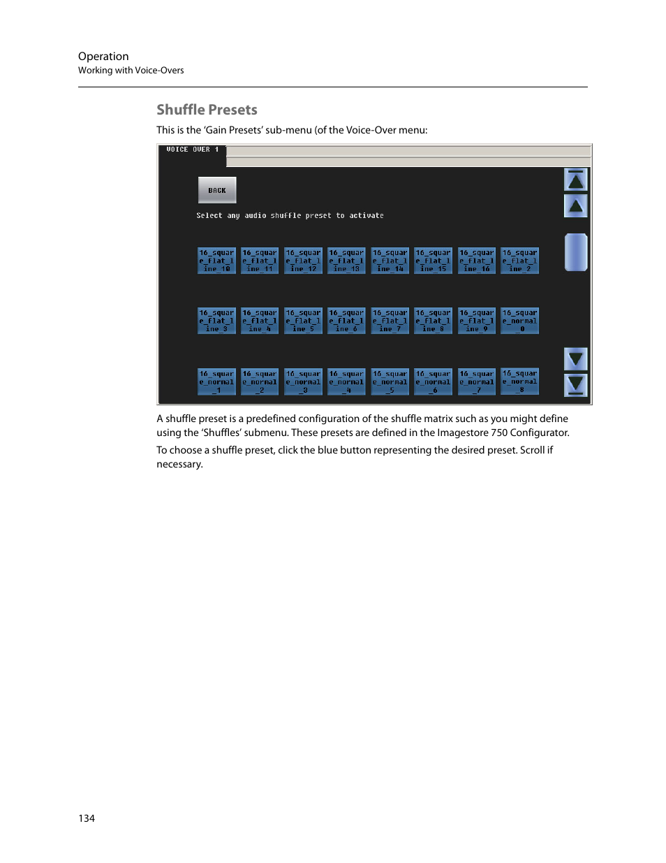 Shuffle presets | Grass Valley iMC-Panel-100 v.7.2.9.0 User Manual | Page 146 / 190