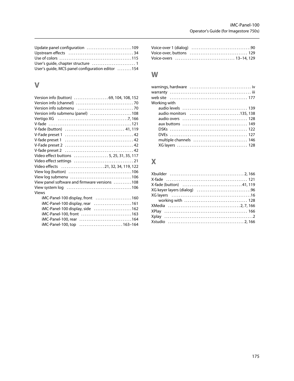 Grass Valley iMC-Panel-100 v.7.2.9.0 User Manual | Page 187 / 190