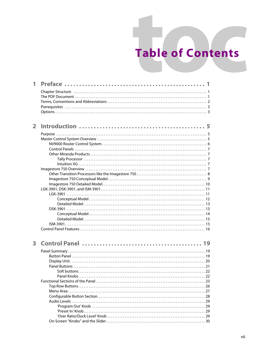 Grass Valley iMC-Panel-100 v.7.2.9.0 User Manual | Page 7 / 190