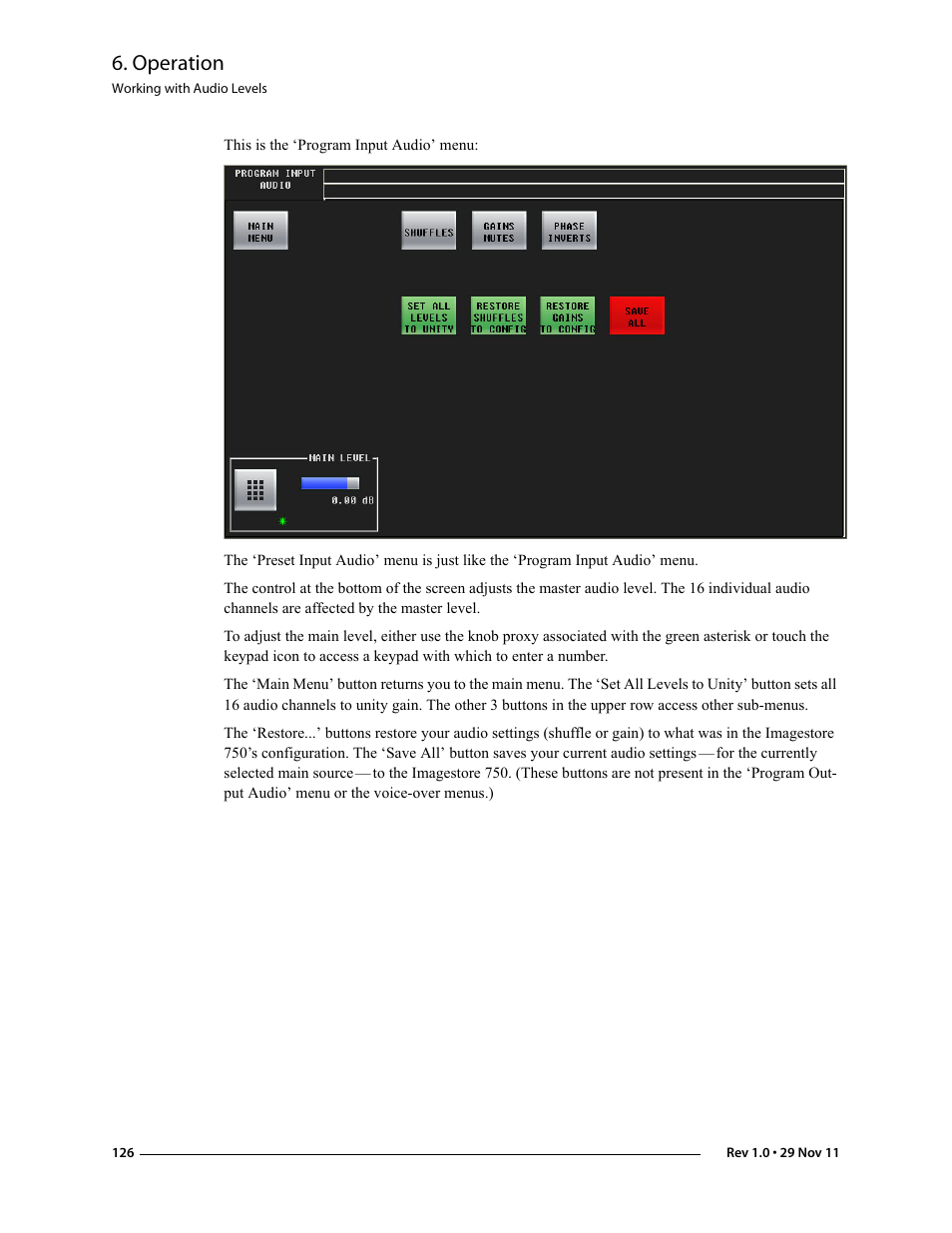 Operation | Grass Valley iMC-Panel-100 v.7.0.9.0 User Manual | Page 138 / 174