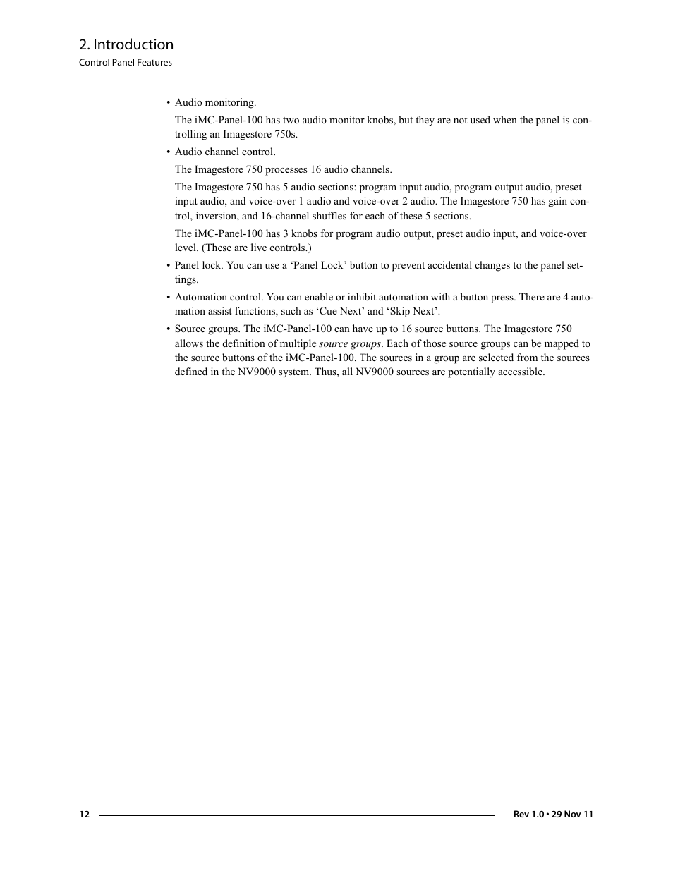 Introduction | Grass Valley iMC-Panel-100 v.7.0.9.0 User Manual | Page 24 / 174