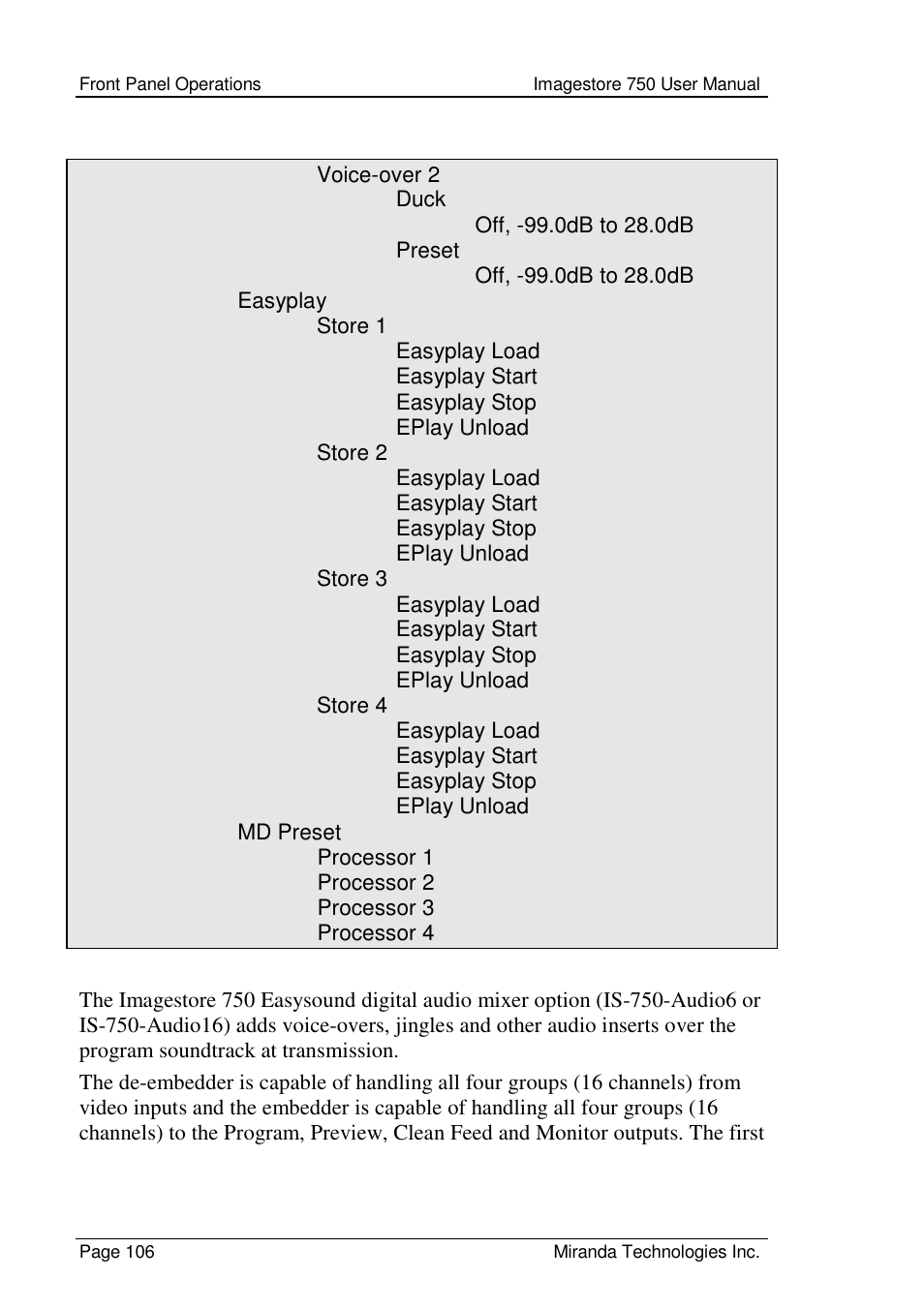 Grass Valley Imagestore 750 v.2.0.1 User Manual | Page 106 / 421