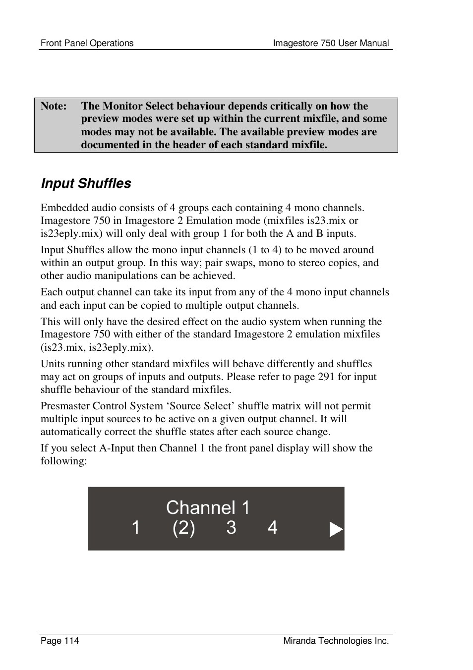 Input shuffles | Grass Valley Imagestore 750 v.2.0.1 User Manual | Page 114 / 421