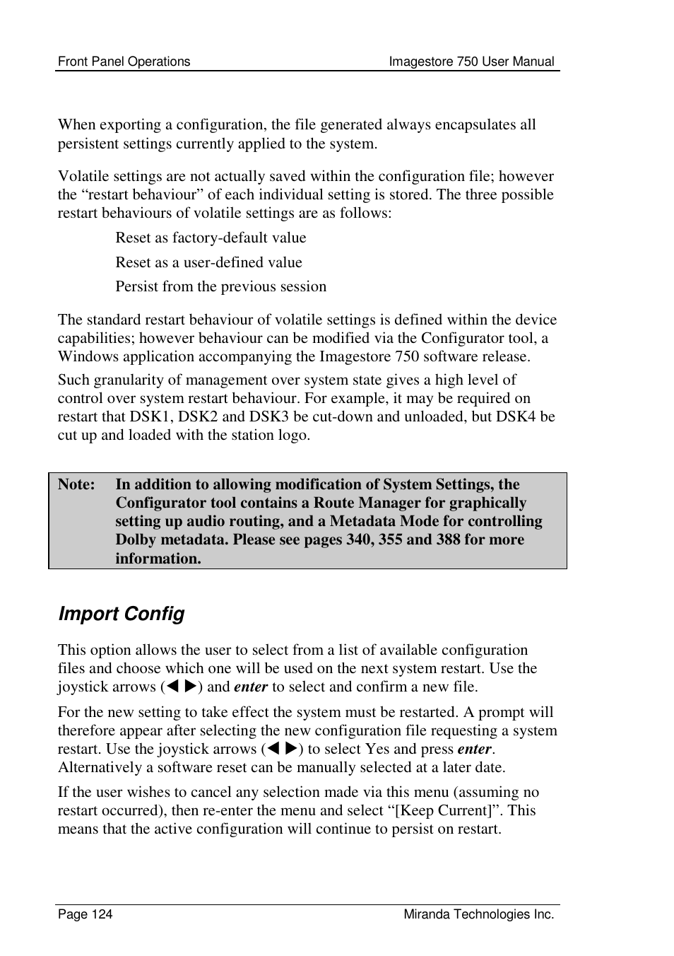 Import config | Grass Valley Imagestore 750 v.2.0.1 User Manual | Page 124 / 421