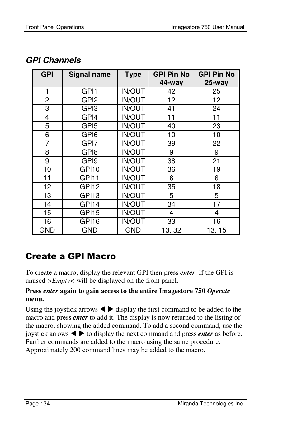 Gpi channels, Create a gpi macro | Grass Valley Imagestore 750 v.2.0.1 User Manual | Page 134 / 421