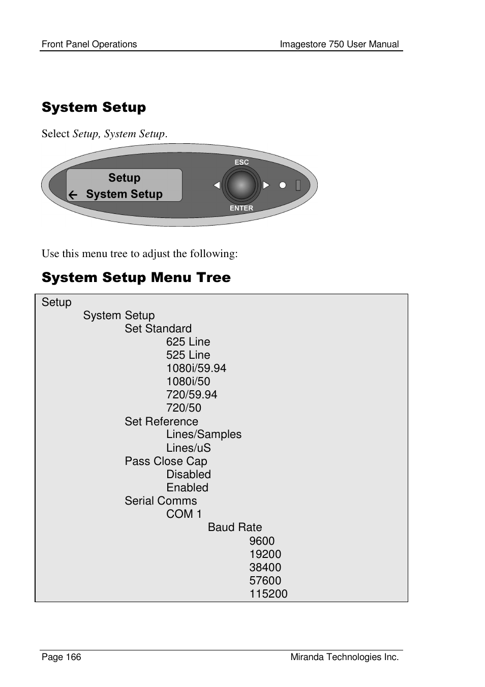 System setup, System setup menu tree | Grass Valley Imagestore 750 v.2.0.1 User Manual | Page 166 / 421