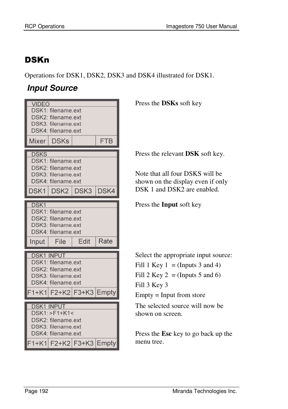 Dskn, Input source | Grass Valley Imagestore 750 v.2.0.1 User Manual | Page 192 / 421