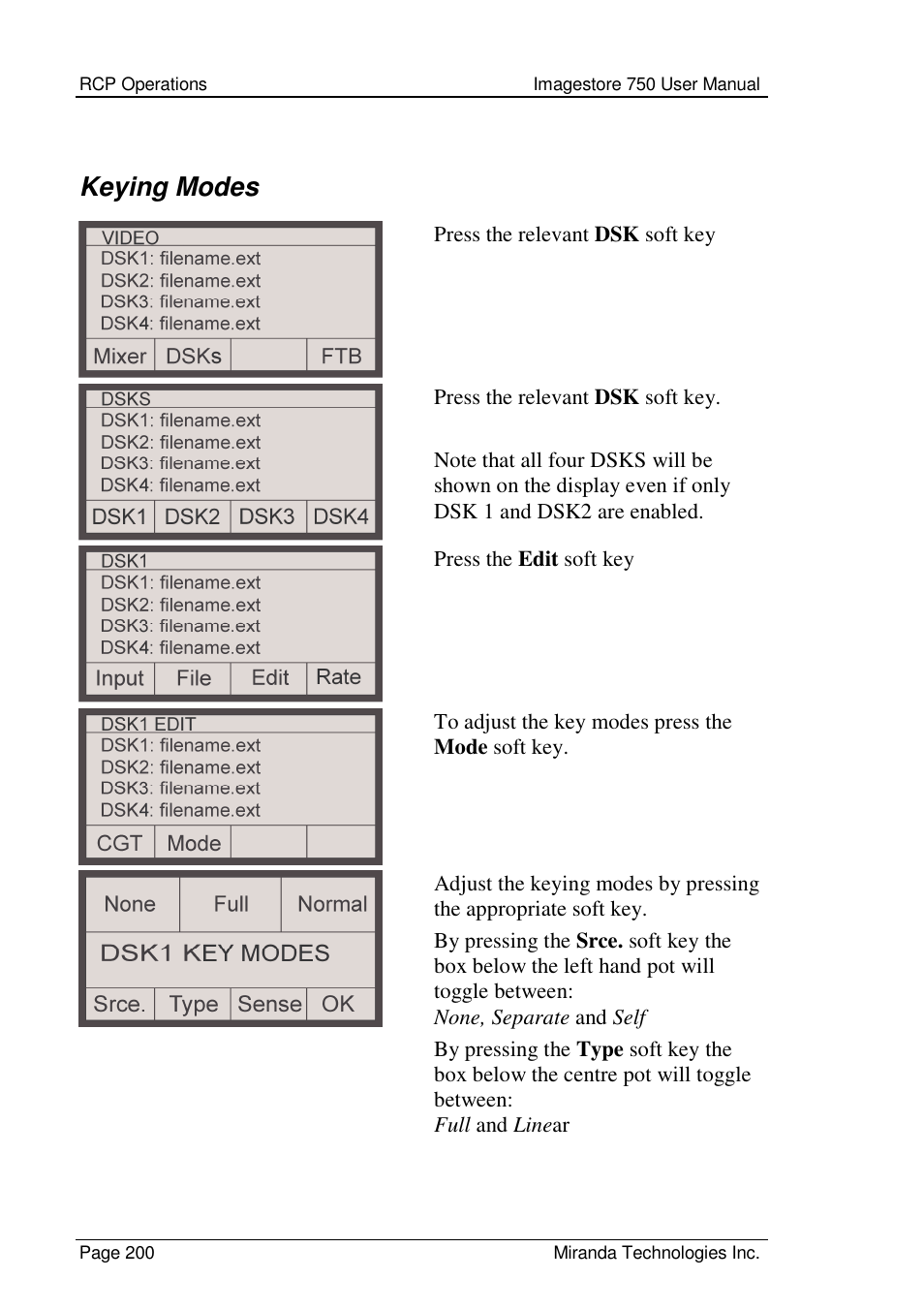 Keying modes | Grass Valley Imagestore 750 v.2.0.1 User Manual | Page 200 / 421