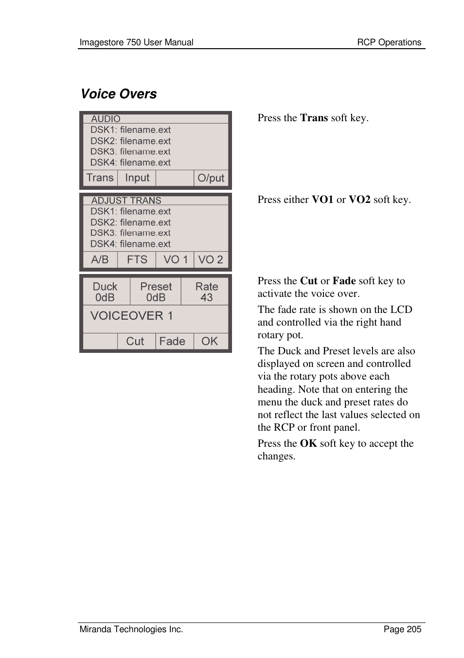Voice overs | Grass Valley Imagestore 750 v.2.0.1 User Manual | Page 205 / 421