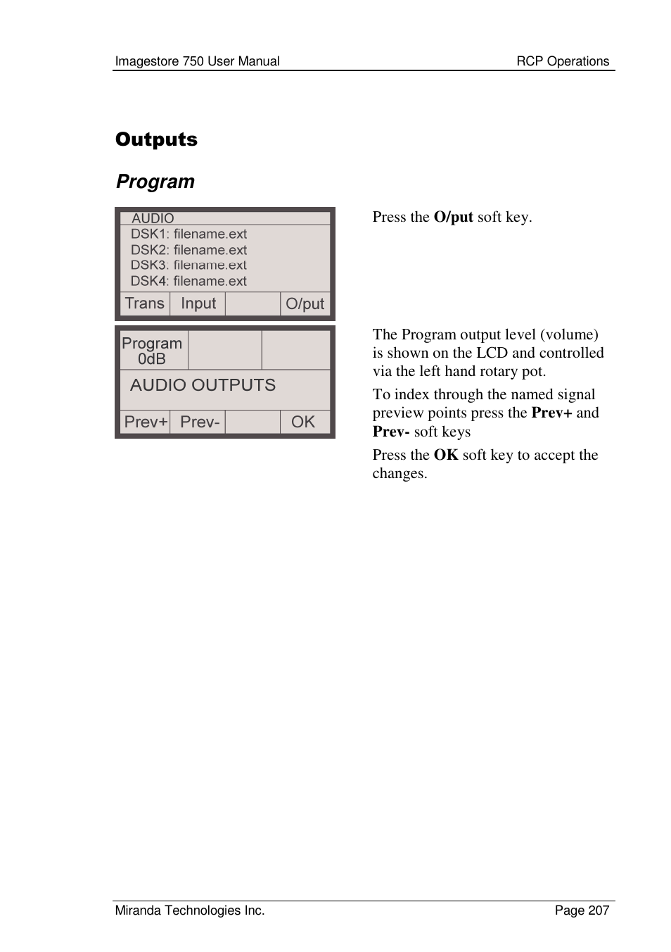 Outputs program | Grass Valley Imagestore 750 v.2.0.1 User Manual | Page 207 / 421