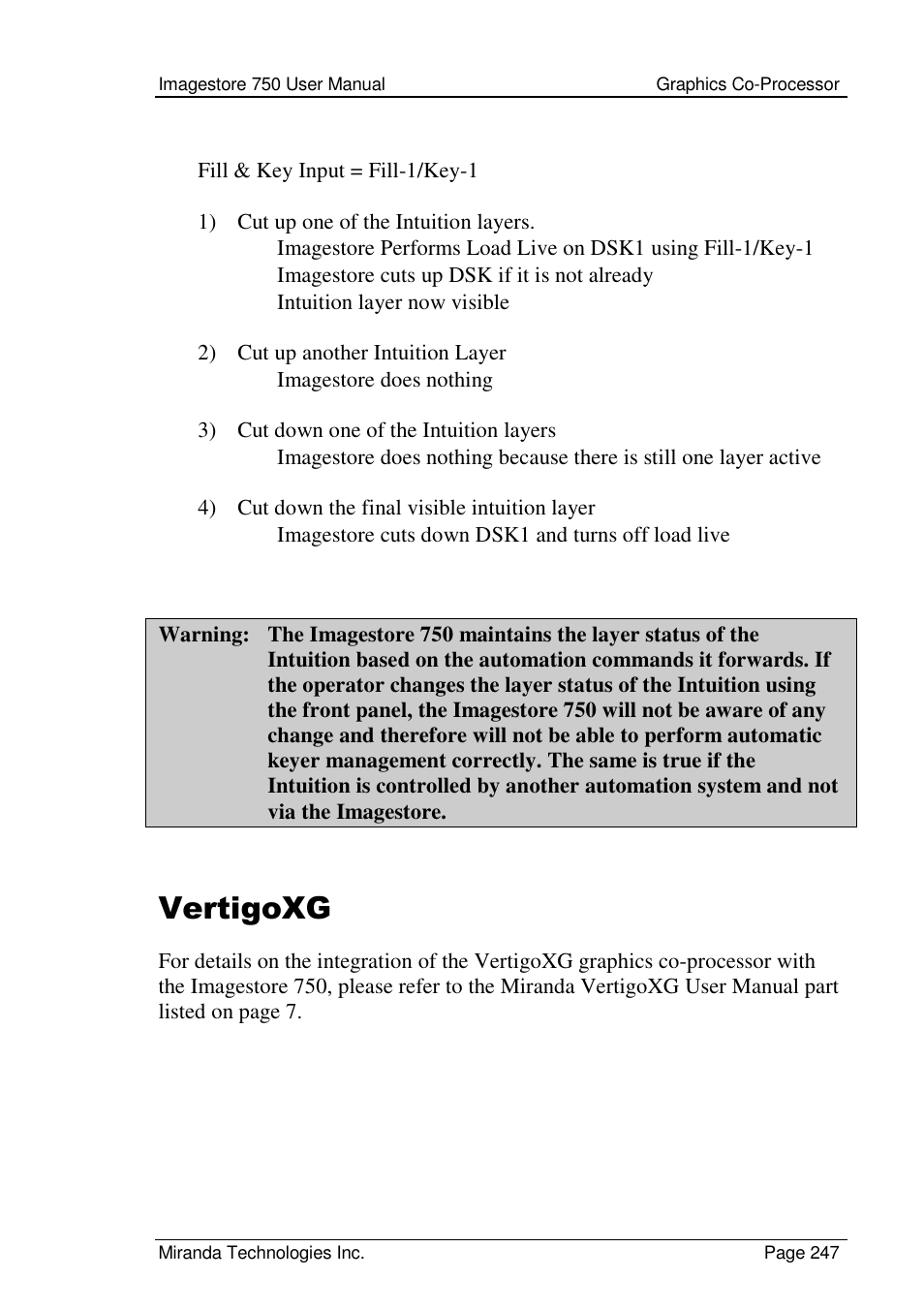 Vertigoxg | Grass Valley Imagestore 750 v.2.0.1 User Manual | Page 247 / 421
