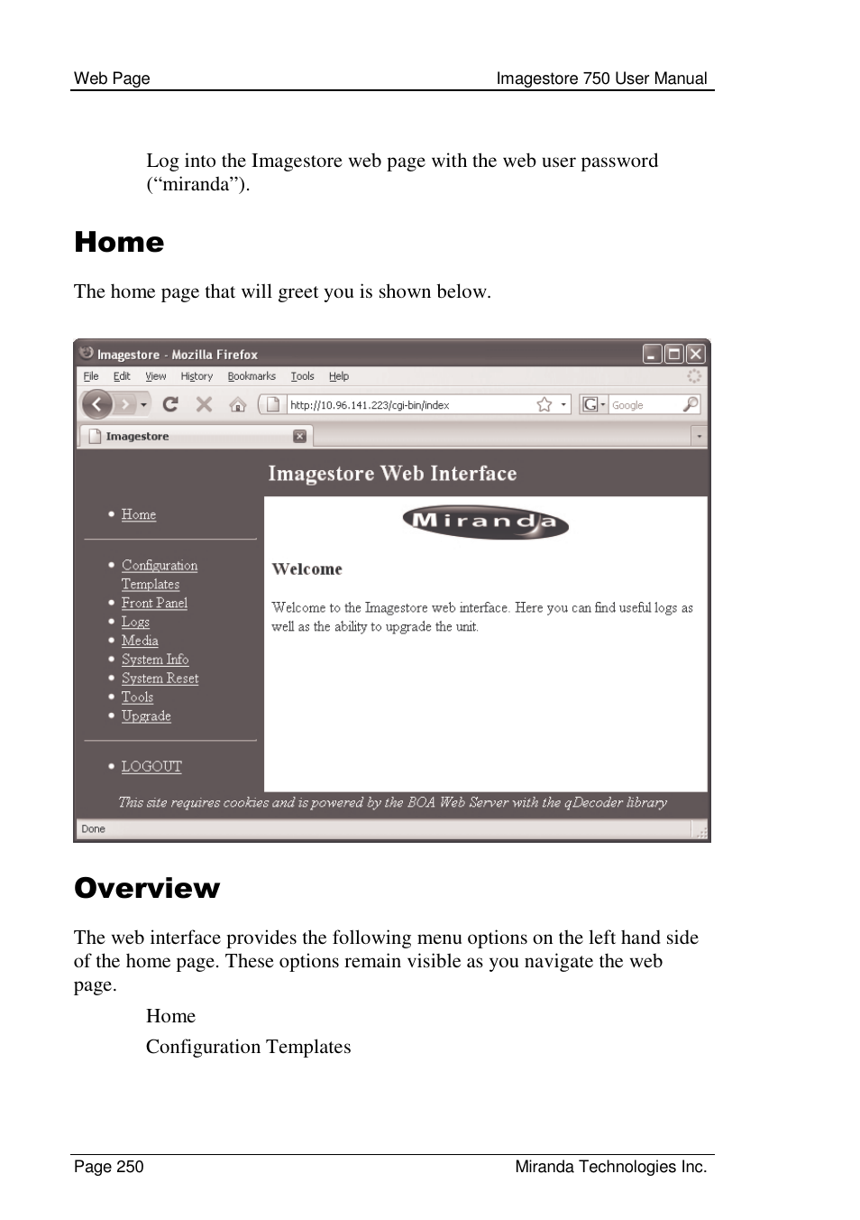 Home, Overview | Grass Valley Imagestore 750 v.2.0.1 User Manual | Page 250 / 421