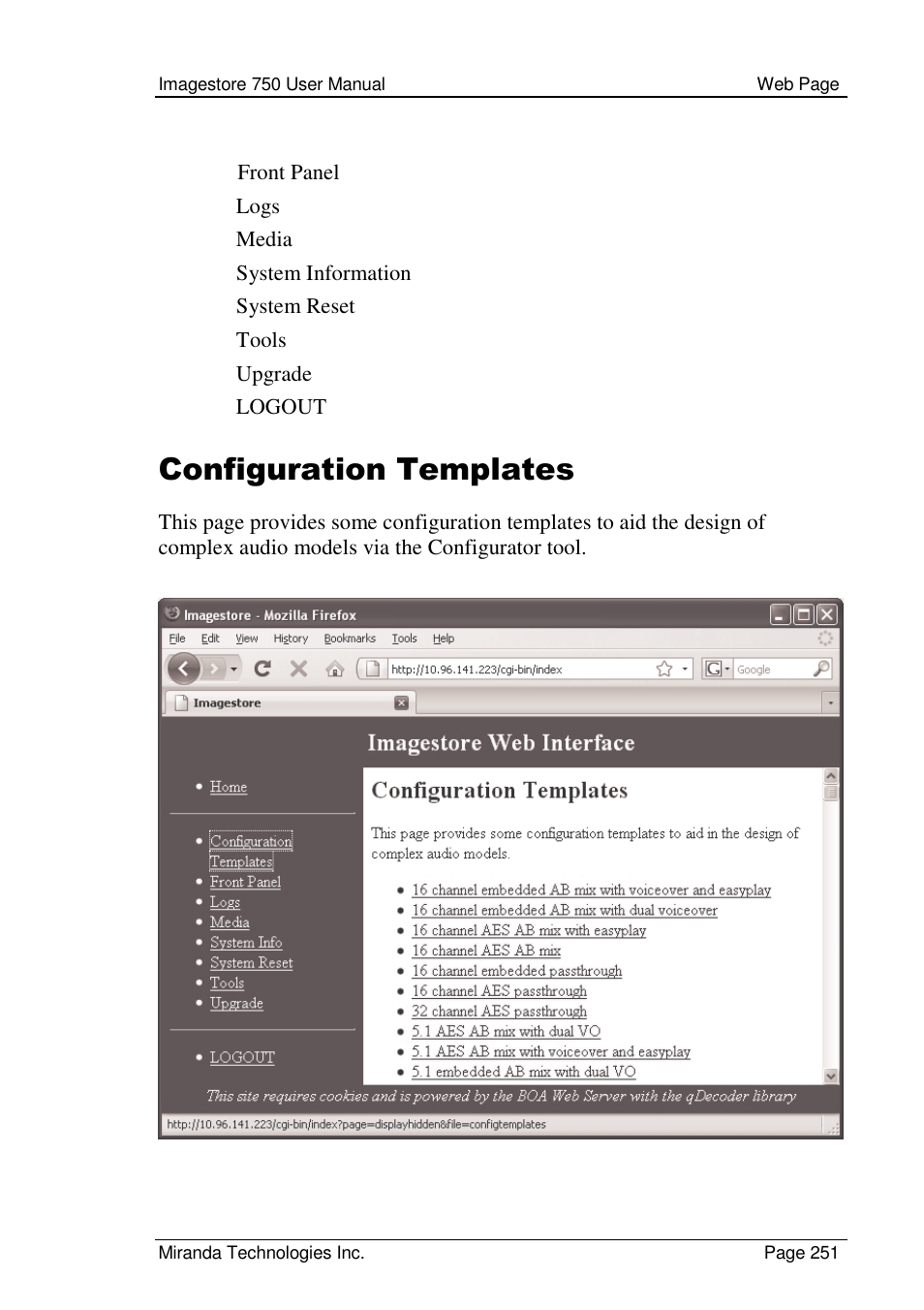 Configuration templates | Grass Valley Imagestore 750 v.2.0.1 User Manual | Page 251 / 421