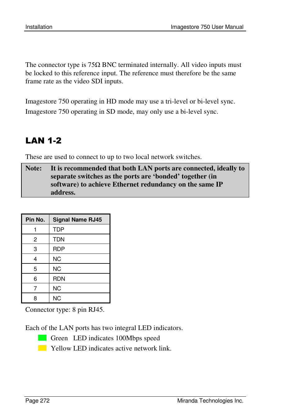 Lan 1-2 | Grass Valley Imagestore 750 v.2.0.1 User Manual | Page 272 / 421