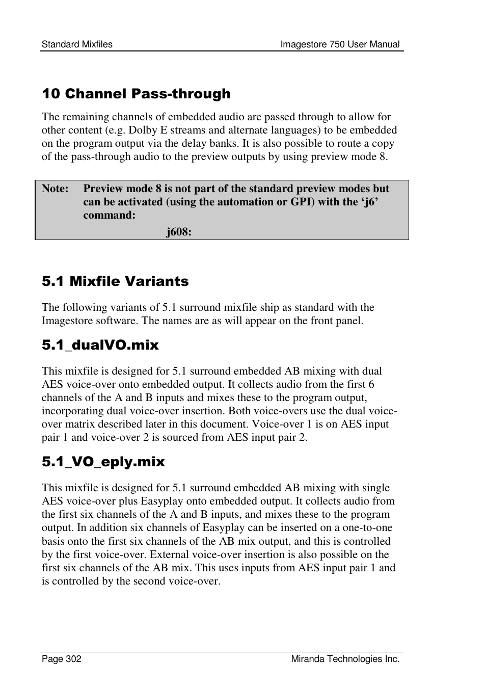 10 channel pass-through, 1 mixfile variants, 1_dualvo.mix | 1_vo_eply.mix | Grass Valley Imagestore 750 v.2.0.1 User Manual | Page 302 / 421