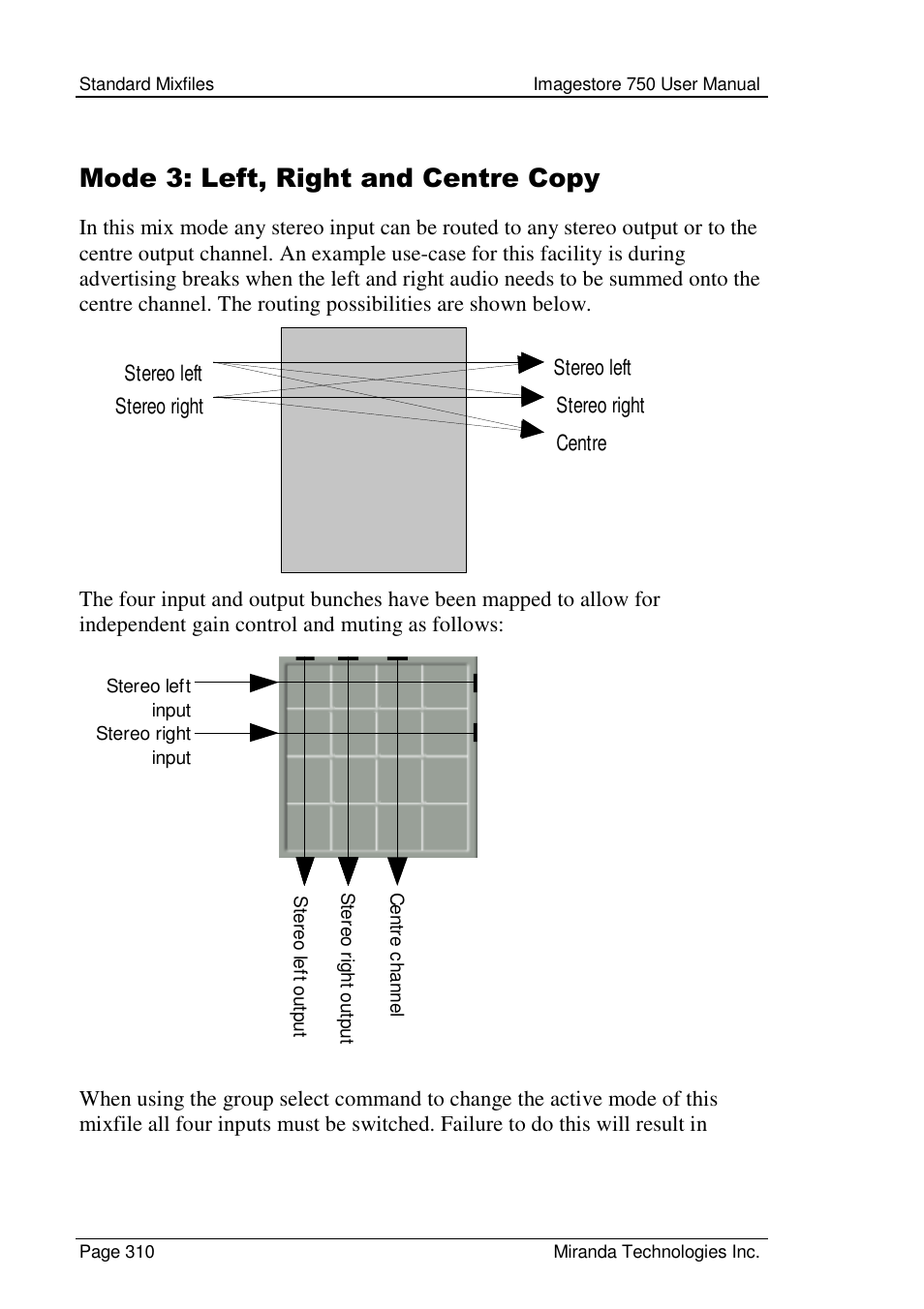 Mode 3: left, right and centre copy | Grass Valley Imagestore 750 v.2.0.1 User Manual | Page 310 / 421