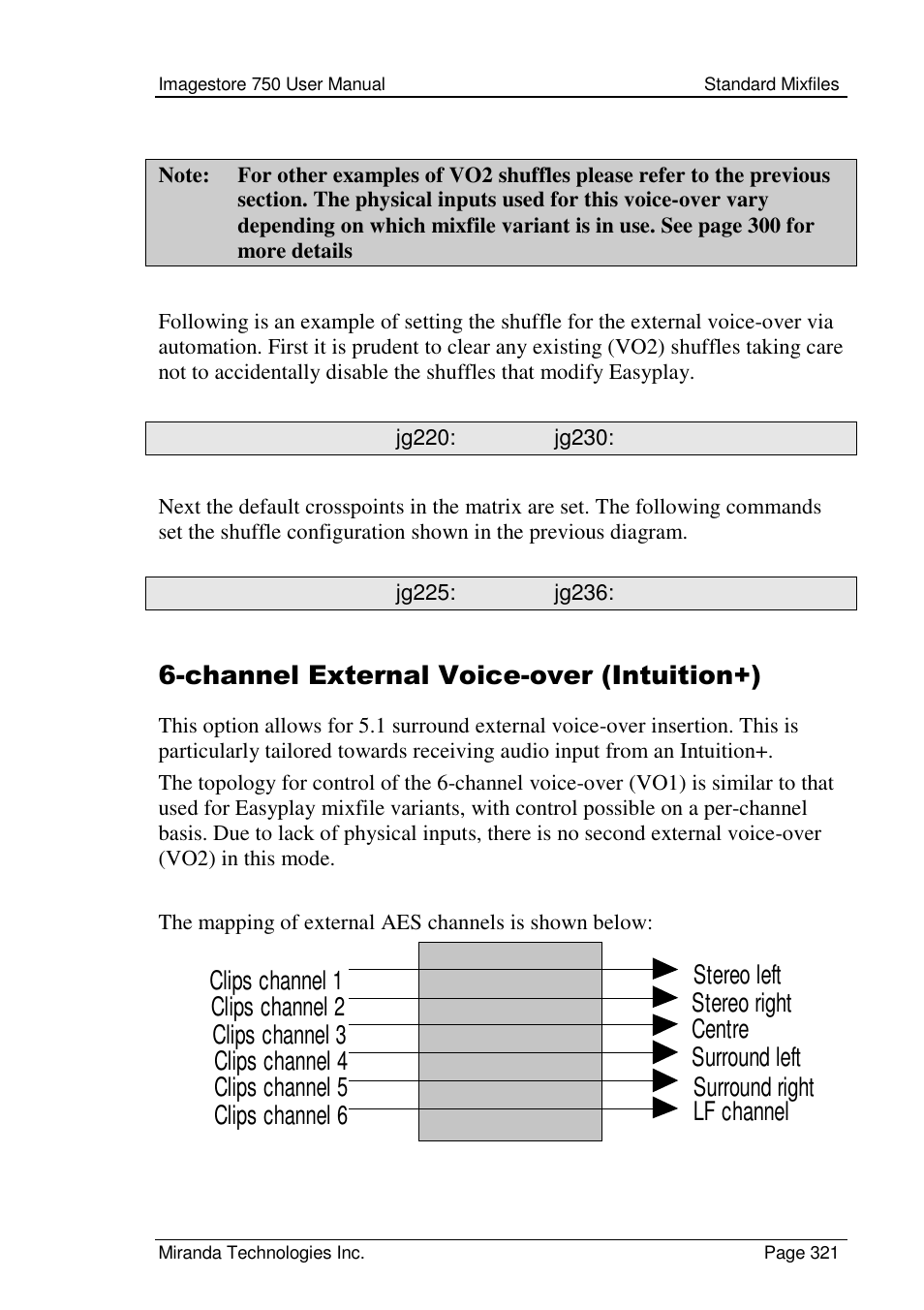 Channel external voice-over (intuition+) | Grass Valley Imagestore 750 v.2.0.1 User Manual | Page 321 / 421