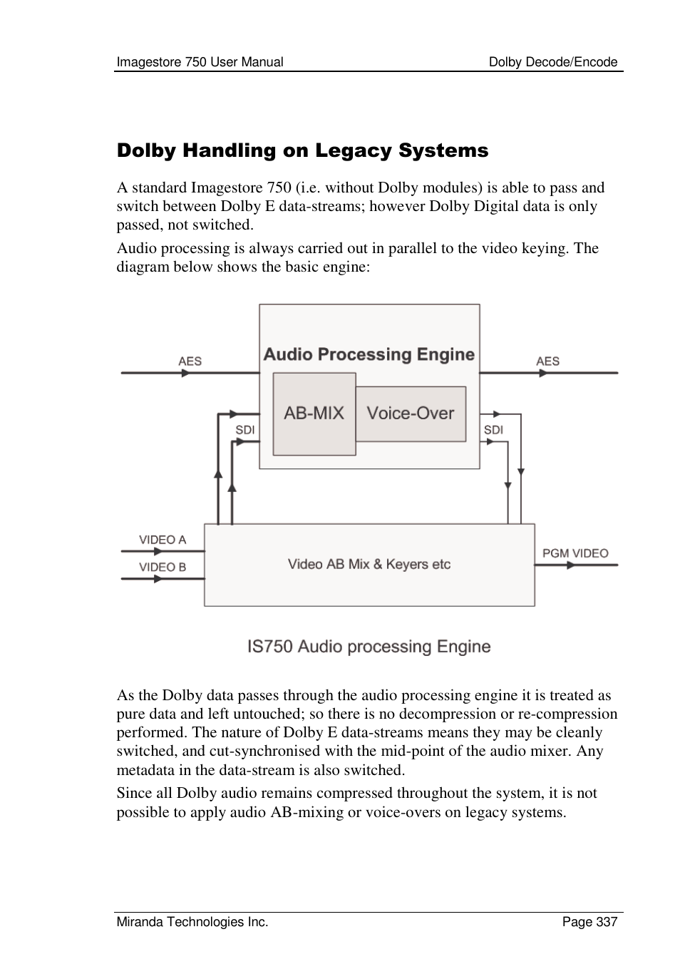 Dolby handling on legacy systems | Grass Valley Imagestore 750 v.2.0.1 User Manual | Page 337 / 421