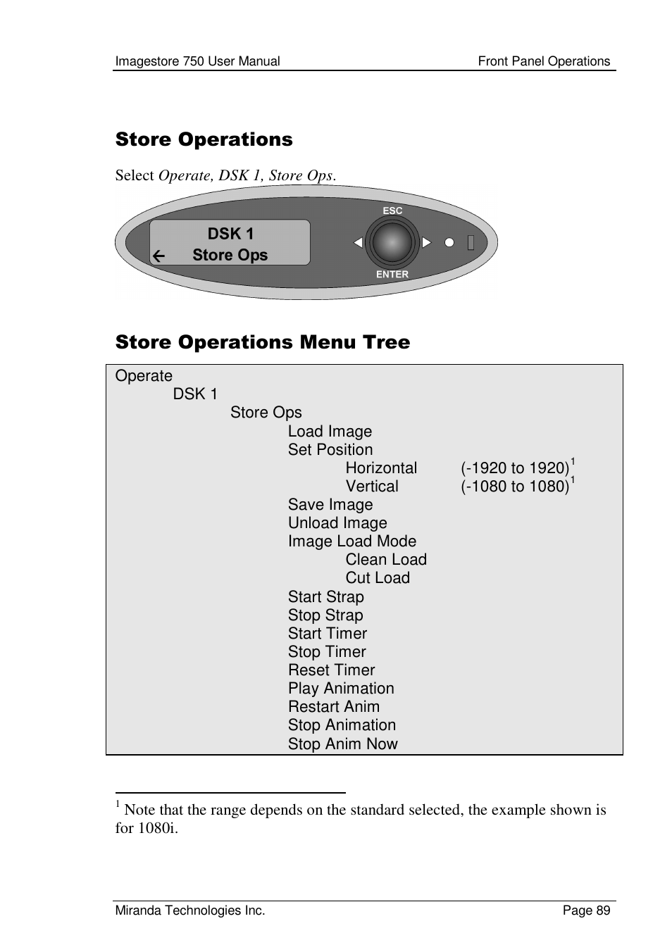 Store operations, Store operations menu tree | Grass Valley Imagestore 750 v.2.0.1 User Manual | Page 89 / 421