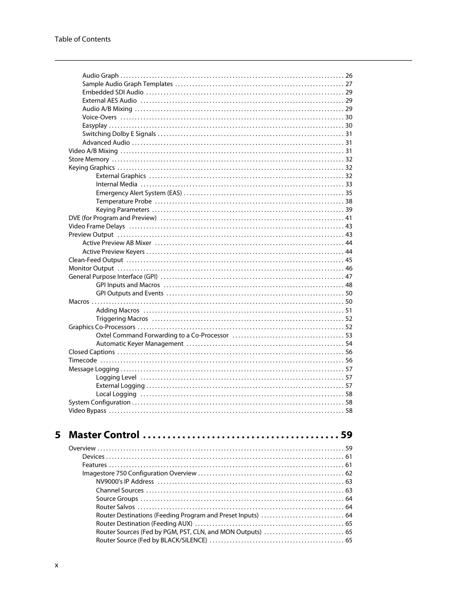 5 master control | Grass Valley Imagestore 750 v.3.0.1 User Manual | Page 10 / 273