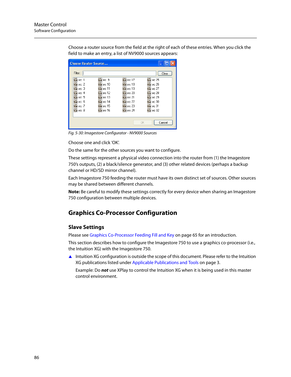 Graphics co-processor configuration, Slave settings | Grass Valley Imagestore 750 v.3.0.1 User Manual | Page 102 / 273