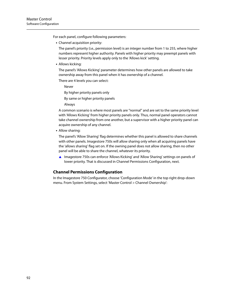 Channel permissions configuration | Grass Valley Imagestore 750 v.3.0.1 User Manual | Page 108 / 273
