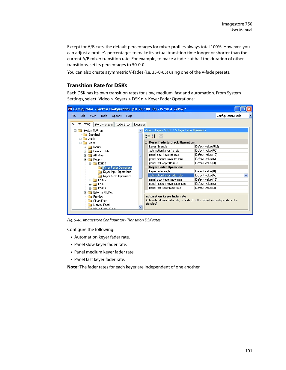 Transition rate for dsks | Grass Valley Imagestore 750 v.3.0.1 User Manual | Page 117 / 273