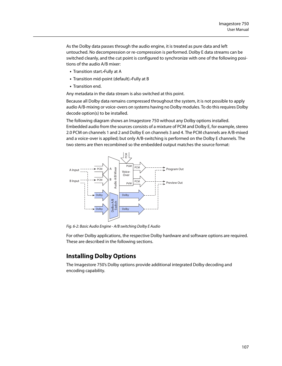 Installing dolby options | Grass Valley Imagestore 750 v.3.0.1 User Manual | Page 123 / 273